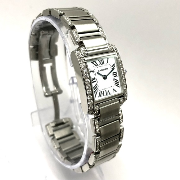 CARTIER TANK FRANCAISE Quartz 20mm Steel 1.88TCW DIAMOND Watch main image 3